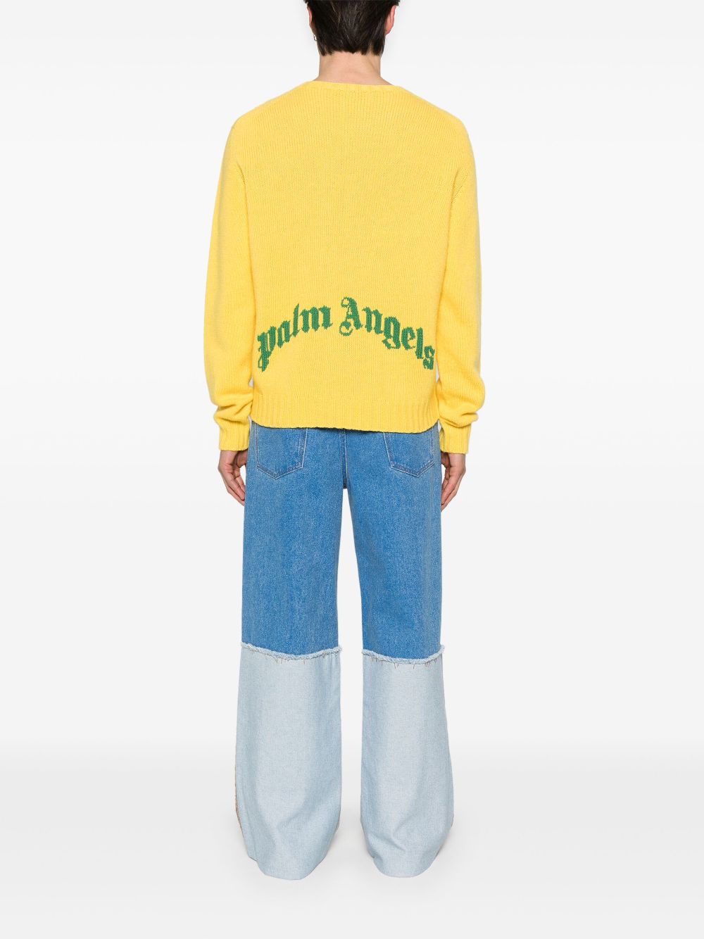 Palm Angels curved logo sweater - Yellow