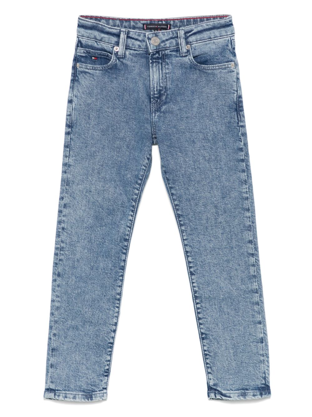 Tommy Hilfiger Junior logo-embroidered jeans Blauw