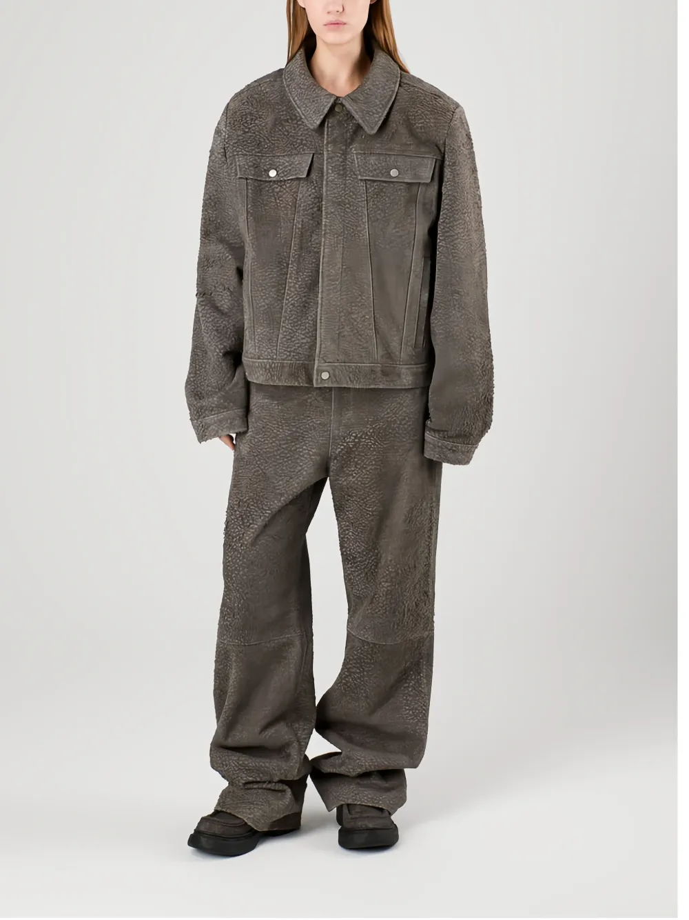 Camperlab Leather Jacket In Grey