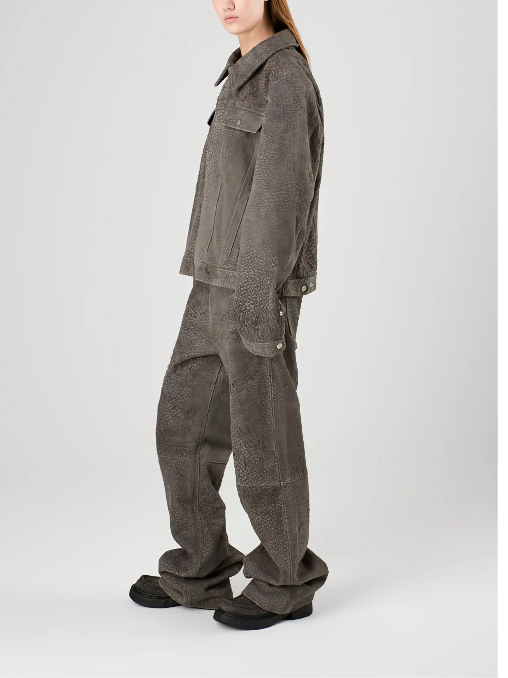 Camperlab Leather Jacket In Grey