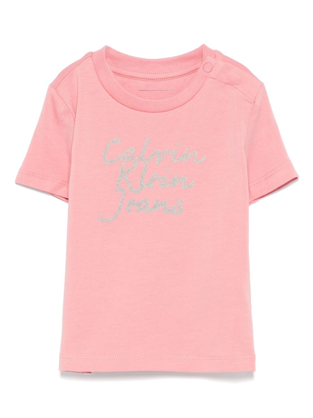 Calvin Klein Kids flocked-logo T-shirt - Pink