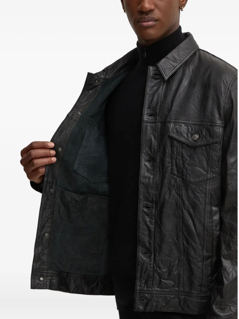 Zadig&Voltaire Leren jack met knoopsluiting Zwart