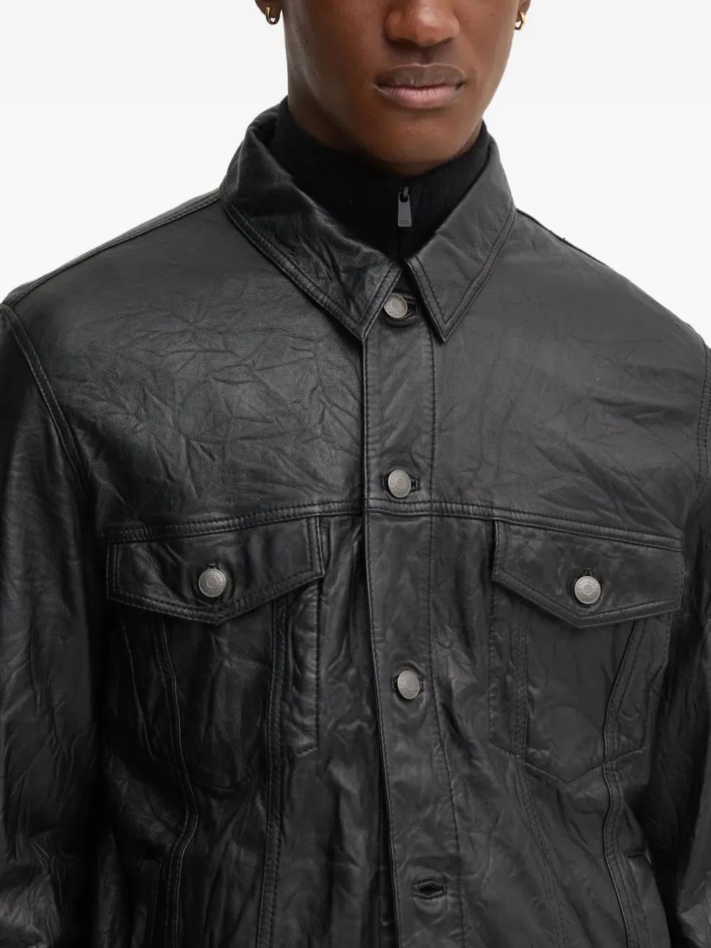 Zadig&Voltaire Leren jack met knoopsluiting Zwart