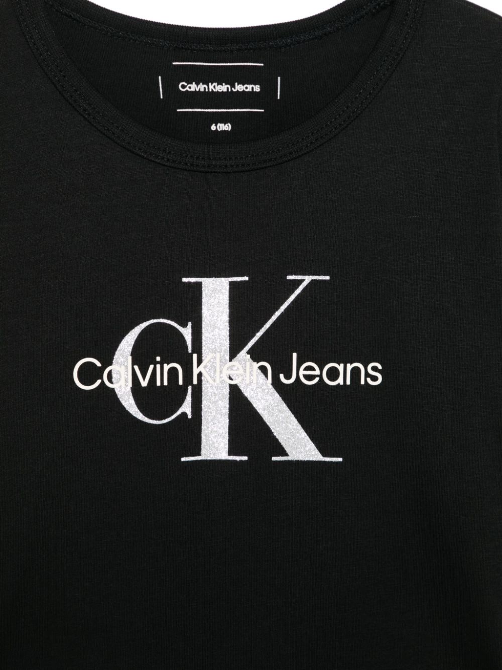 Calvin Klein Kids logo-print glitter-detail T-shirt - Zwart