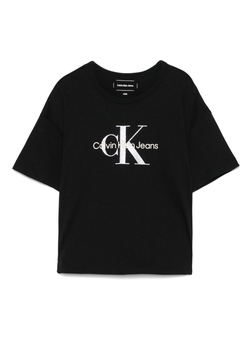 Calvin Klein Kids logo-print glitter-detail T-shirt - Black