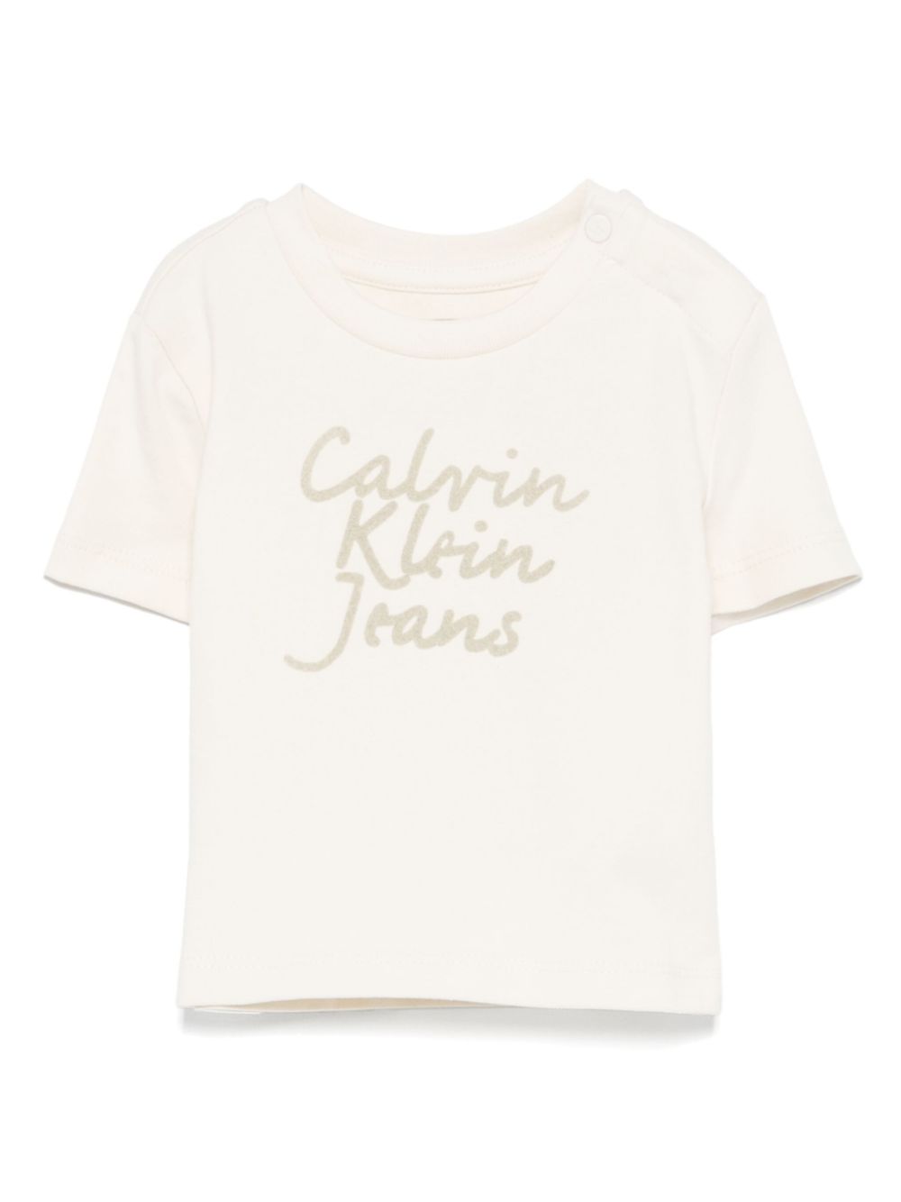 Calvin Klein Kids flocked-logo T-shirt - Neutrals