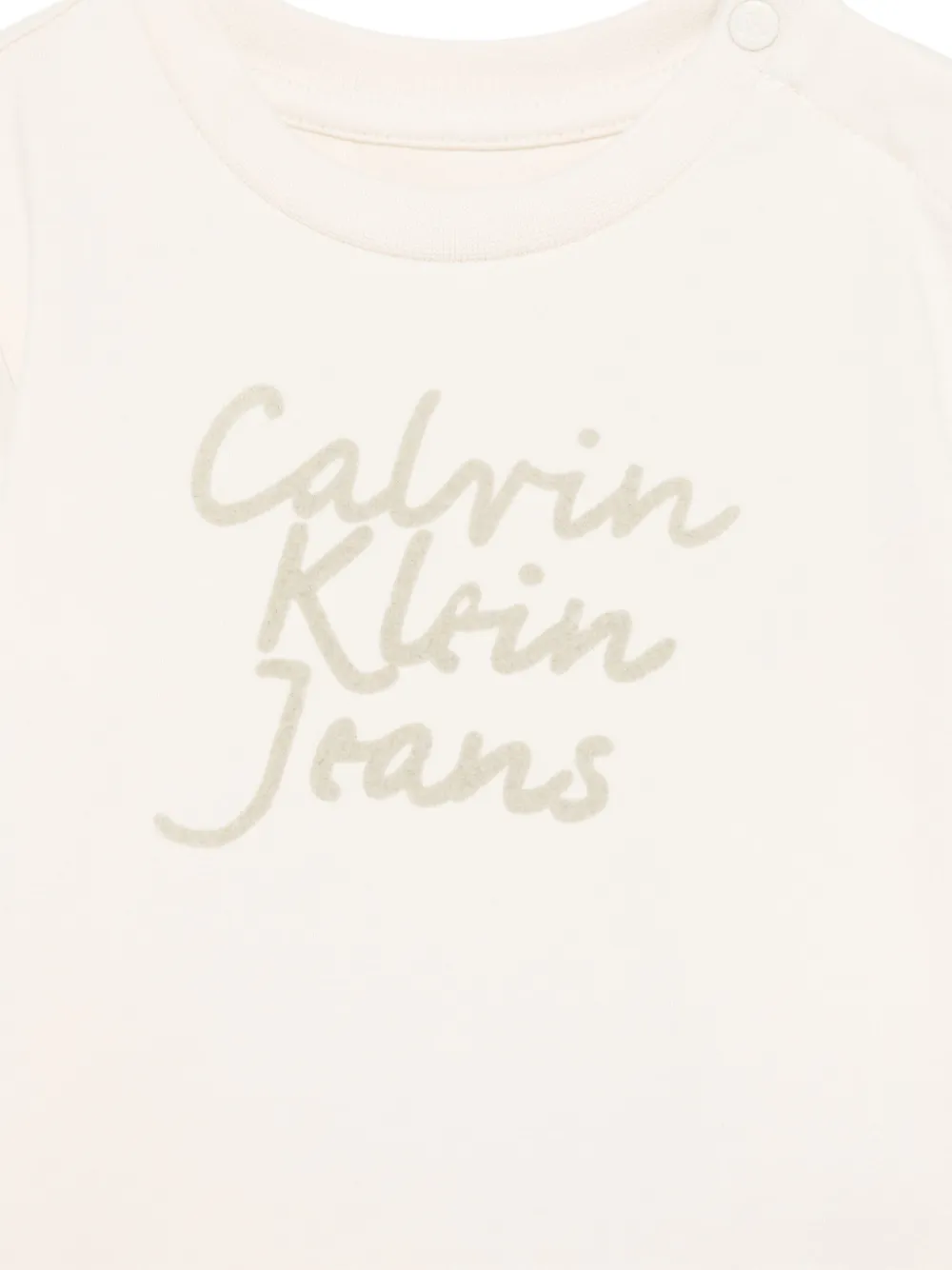 Shop Calvin Klein Flocked-logo T-shirt In 中性色