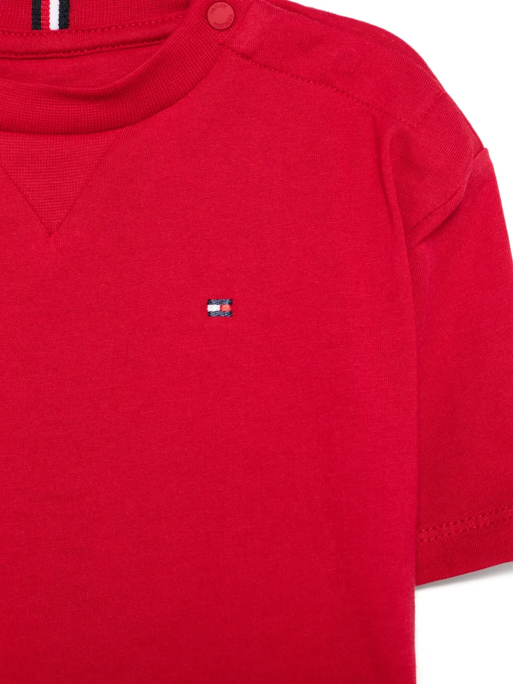 Shop Tommy Hilfiger Junior Logo-embroidered T-shirt In 红色