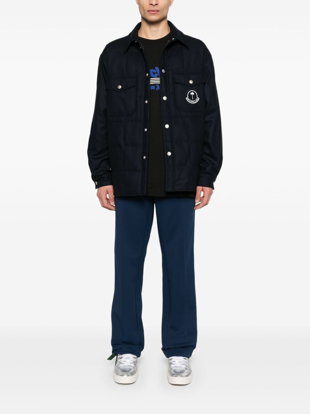 Palm Angels x Moncler flannel shirt jacket - Blauw