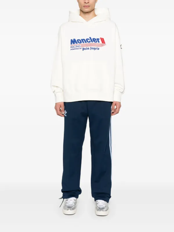 Palm Angels x Moncler Racing Logo Hoodie | White | FARFETCH TR