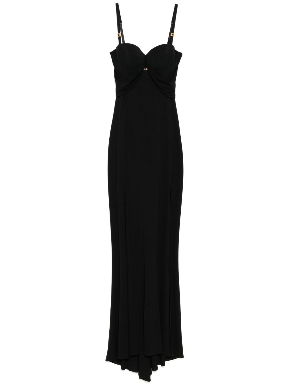 Elisabetta Franchi corset-style crepe maxi dress Zwart