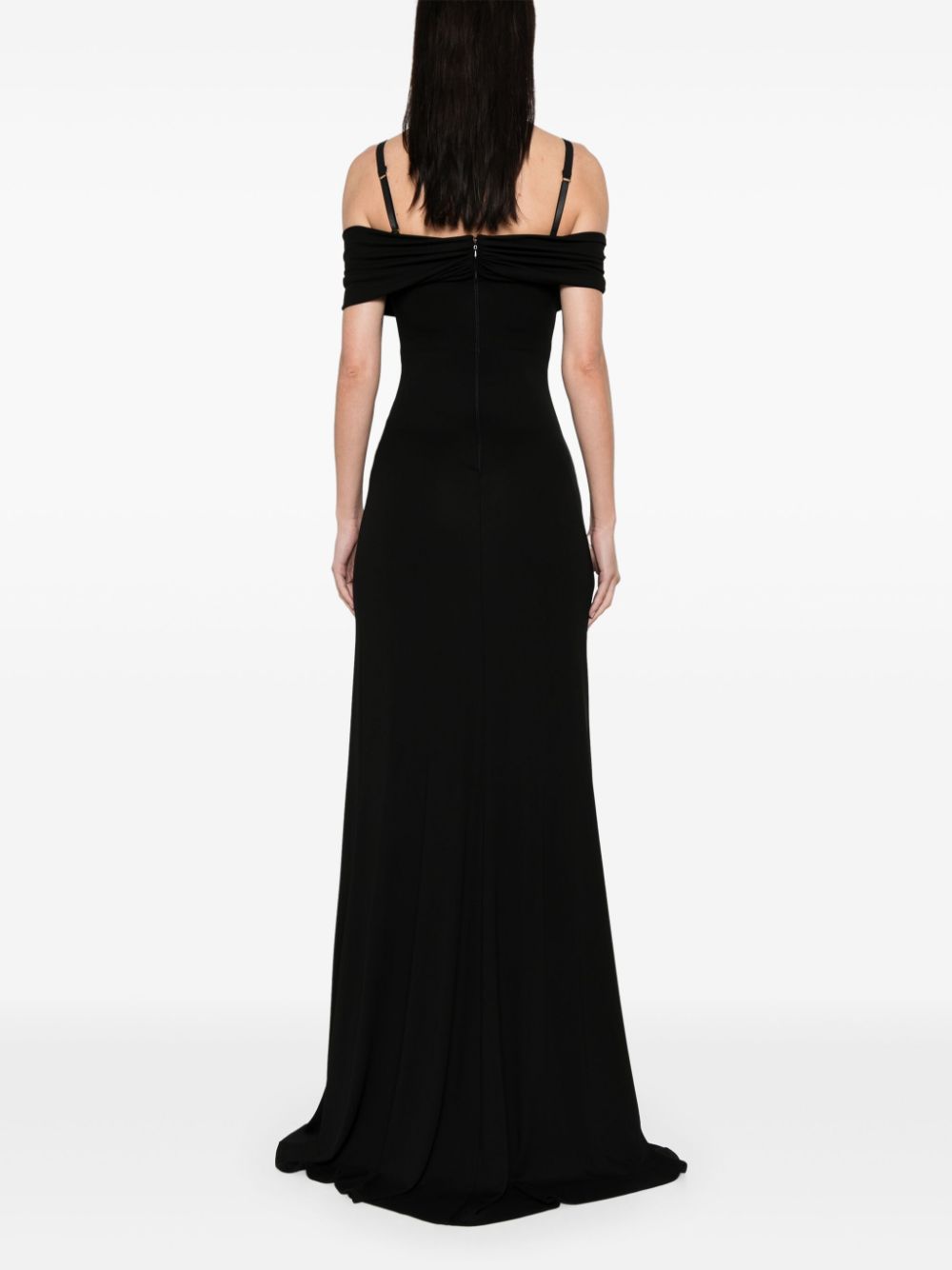 Elisabetta Franchi corset-style crepe maxi dress Zwart