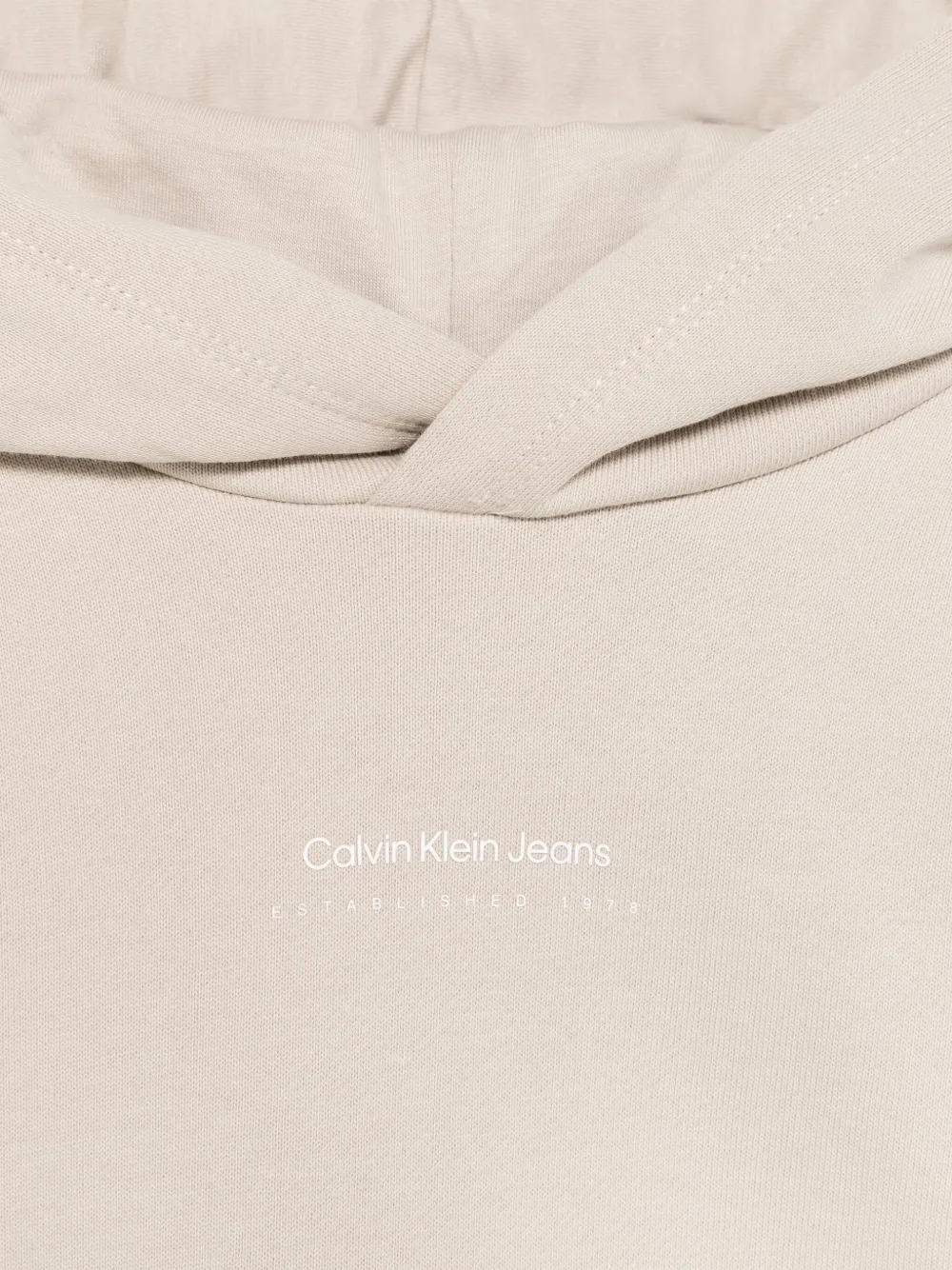 Calvin Klein Kids Hoodie met logo-reliëf Beige