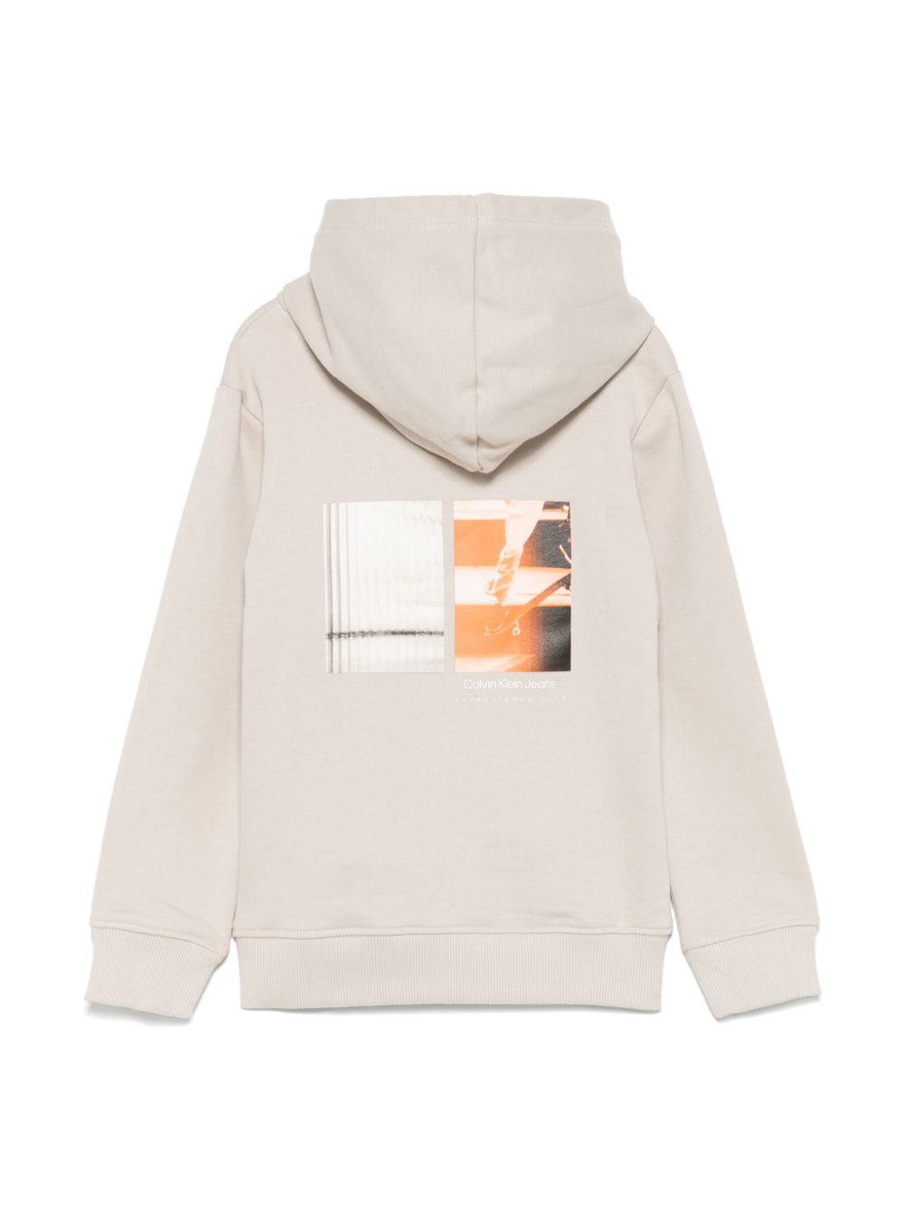 Calvin Klein Kids raised-logo hoodie - Beige