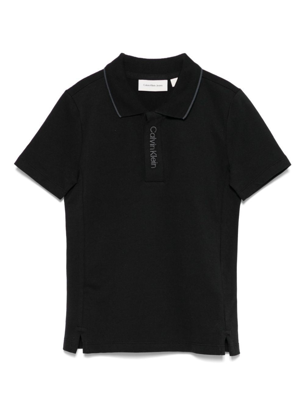 Calvin Klein Kids logo-embroidered piqué polo shirt - Black