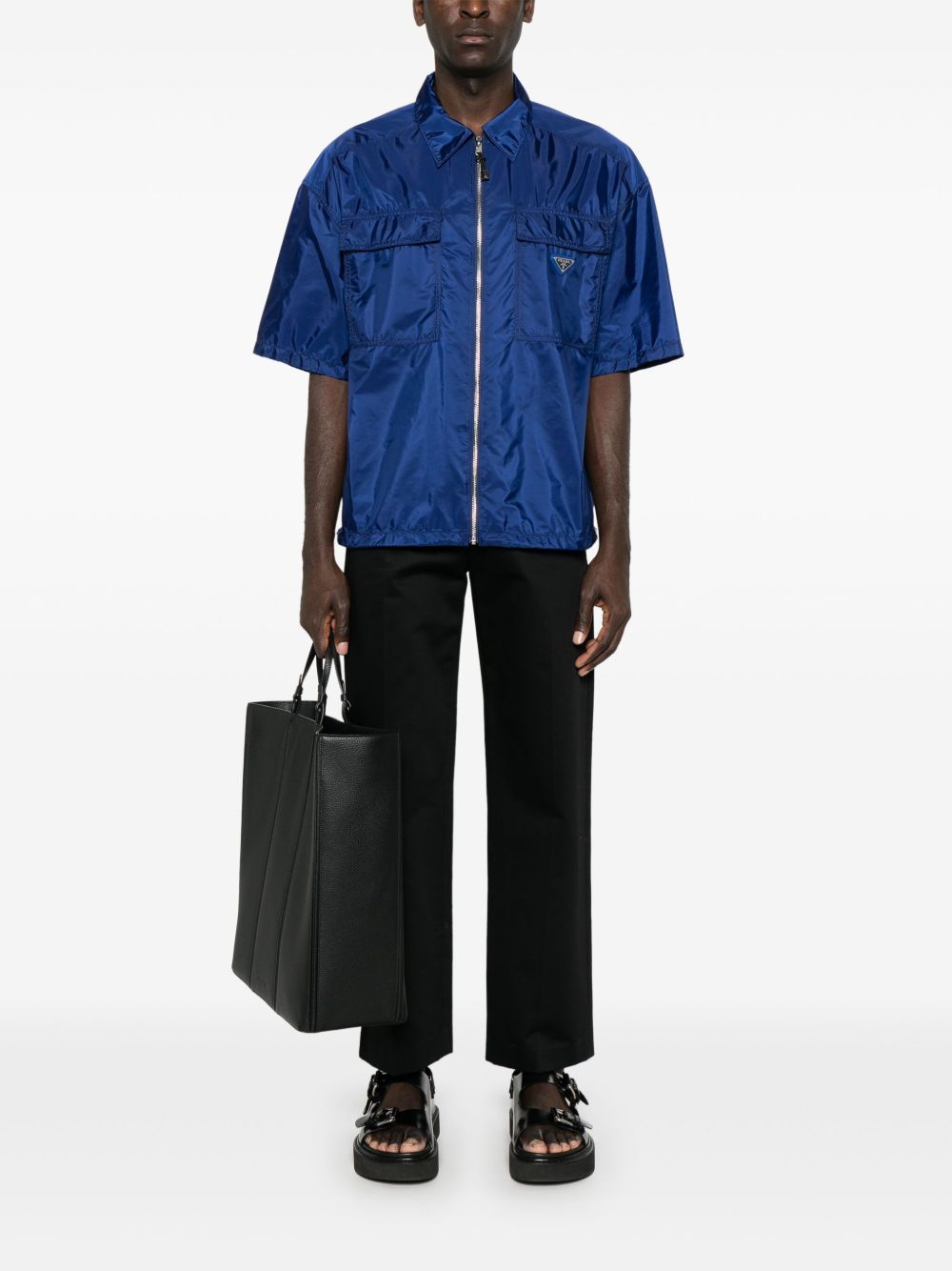 Prada Shirtjack met logo - Blauw