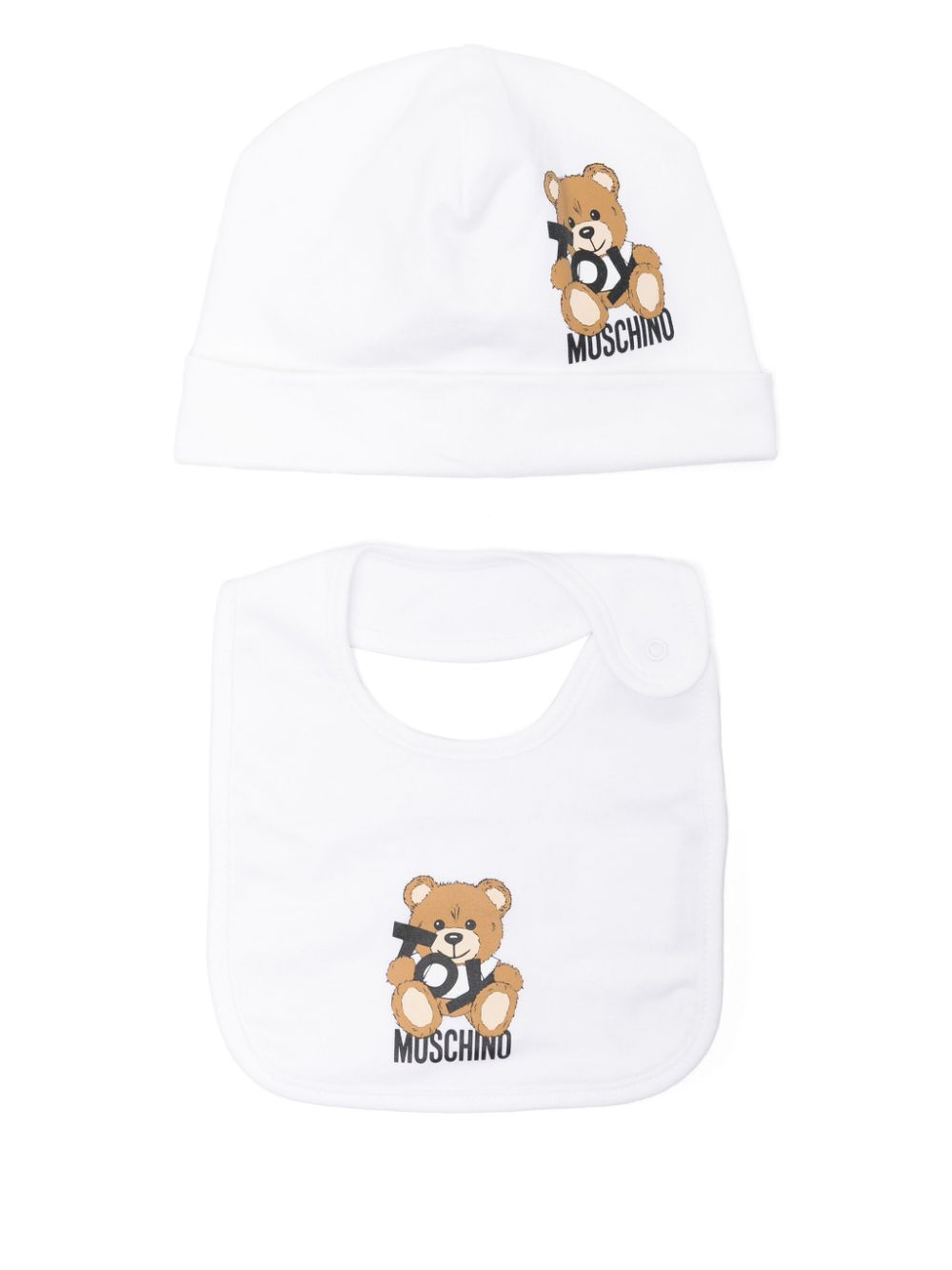 Moschino Kids Teddy Bear-print beanie - White