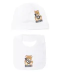 Moschino Kids Teddy Bear-print beanie - White