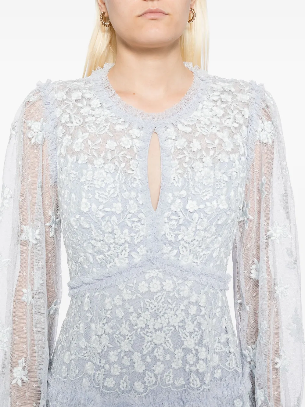 Needle & Thread Enkeljurk met lange mouwen en kant Blauw
