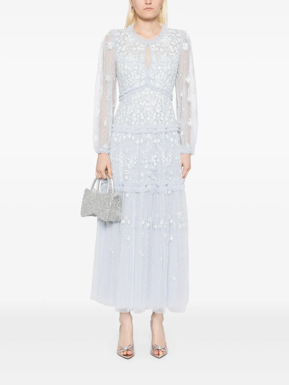 Needle & Thread lace long sleeve ankle dress - Blauw