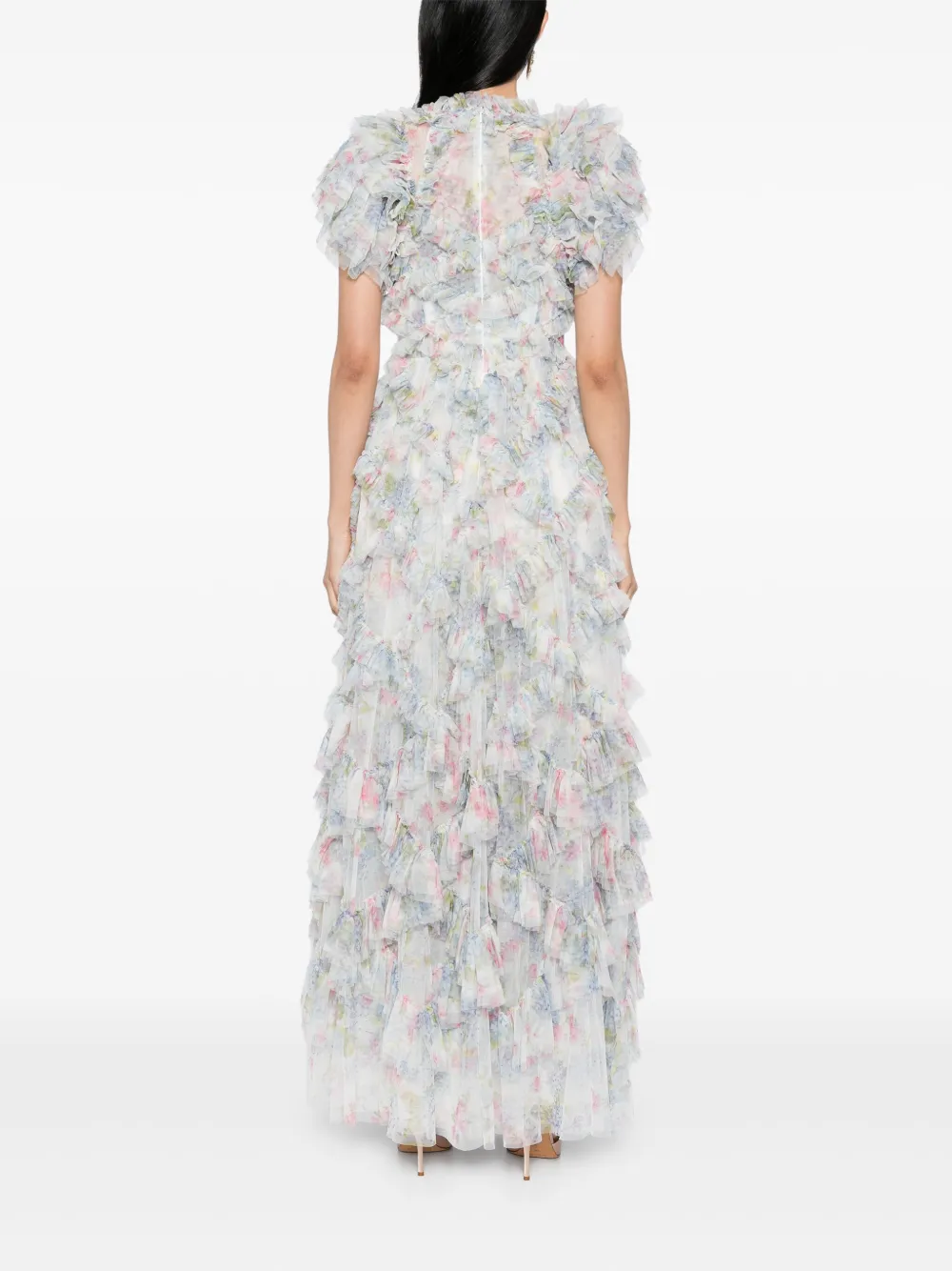 NEEDLE & THREAD HYDRANGEA GENEVIEVE RUFFLE GOWN
