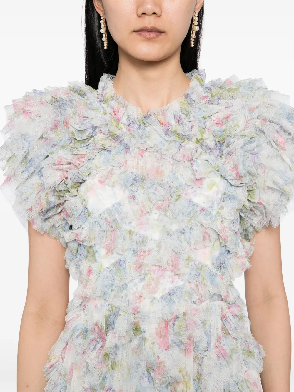 NEEDLE & THREAD HYDRANGEA GENEVIEVE RUFFLE GOWN