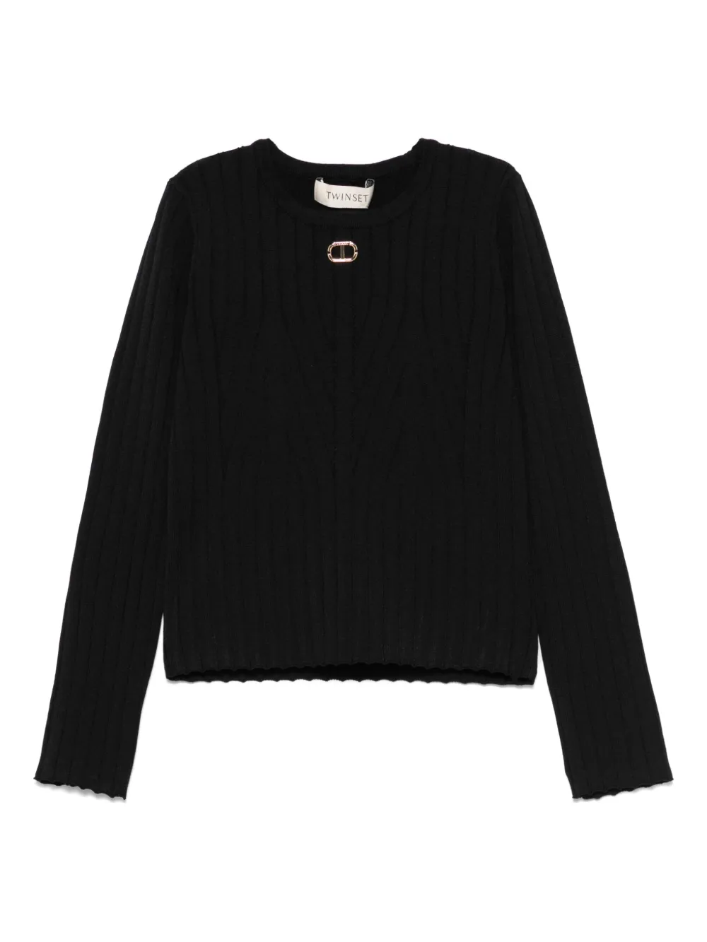 TWINSET Kids Geribbelde top Zwart