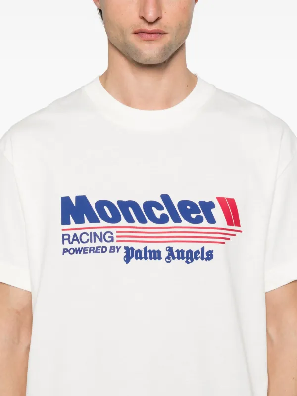 Palm Angels x Moncler Racing Logo T shirt White FARFETCH UK