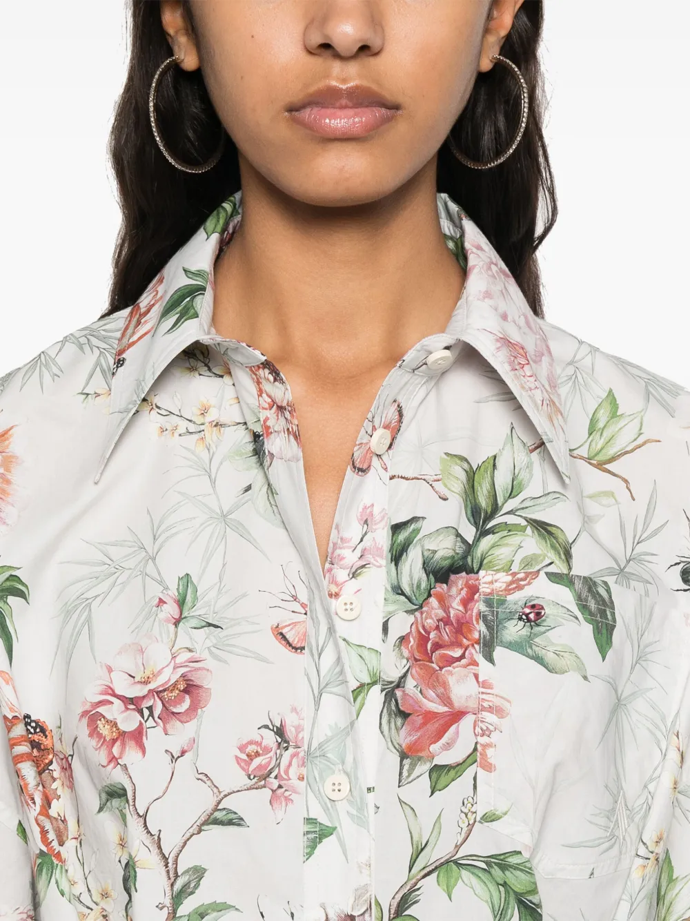 The Attico Mini-jurk met bloemenprint Wit