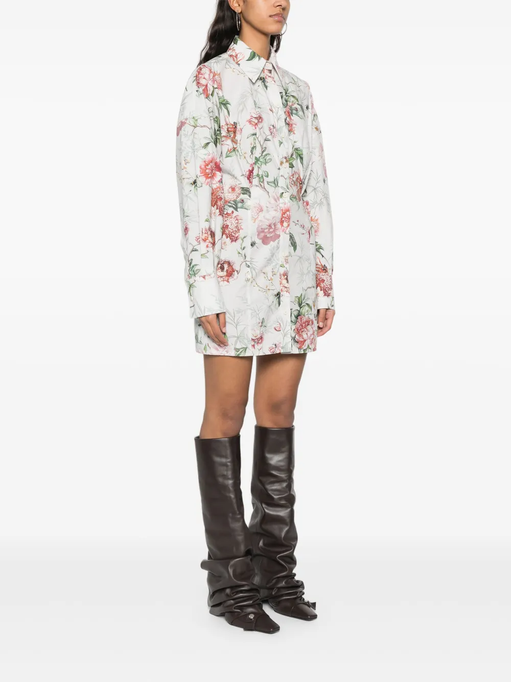 The Attico Mini-jurk met bloemenprint Wit