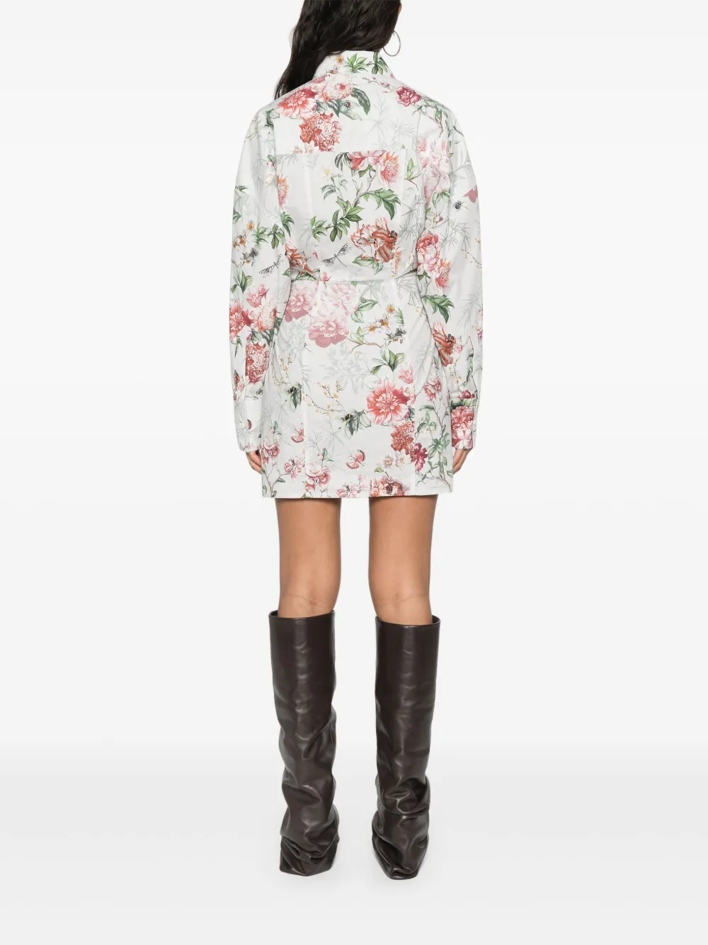 The Attico Mini-jurk met bloemenprint Wit