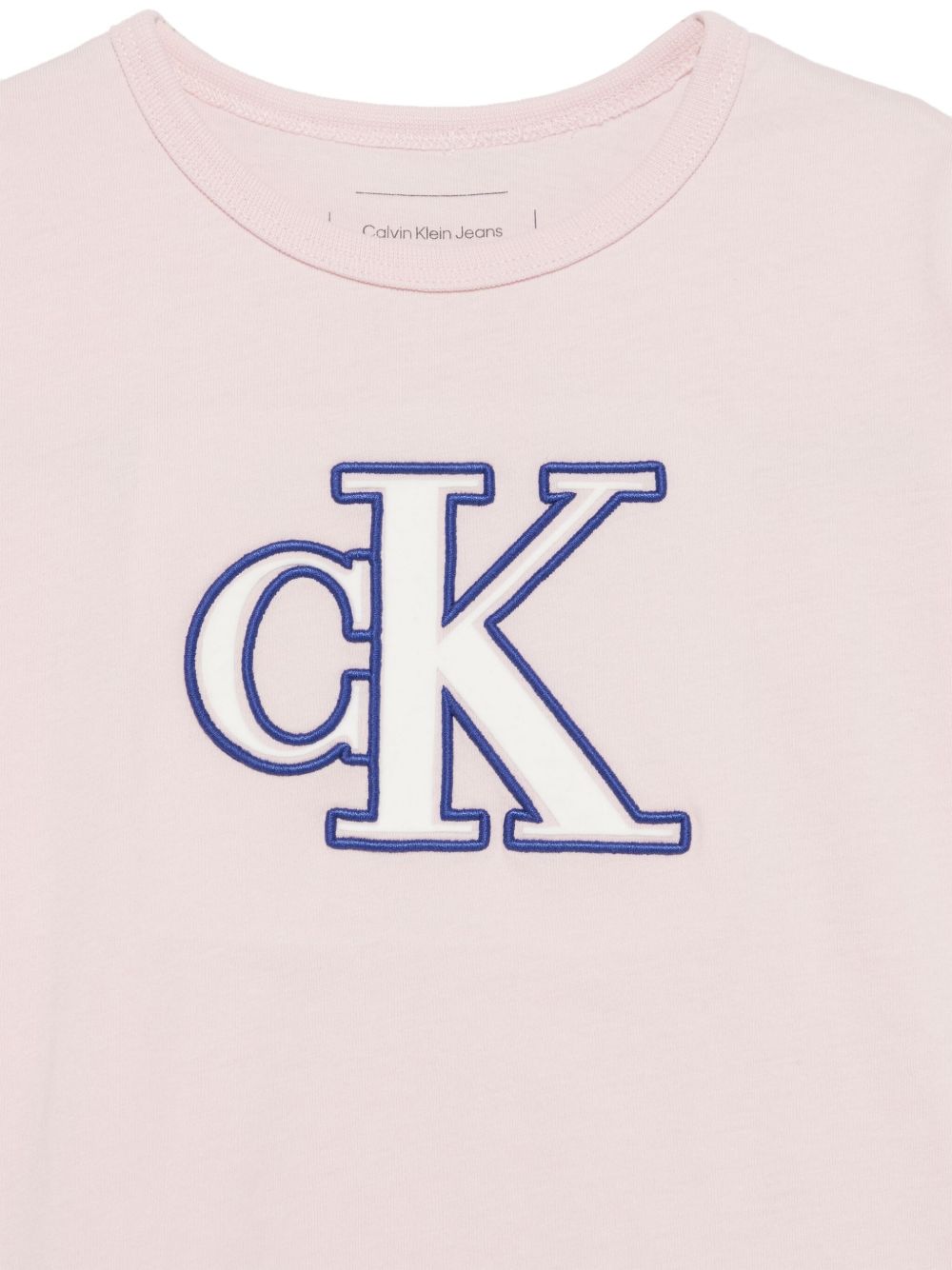 Calvin Klein Kids monogram-flocked T-shirt - Roze