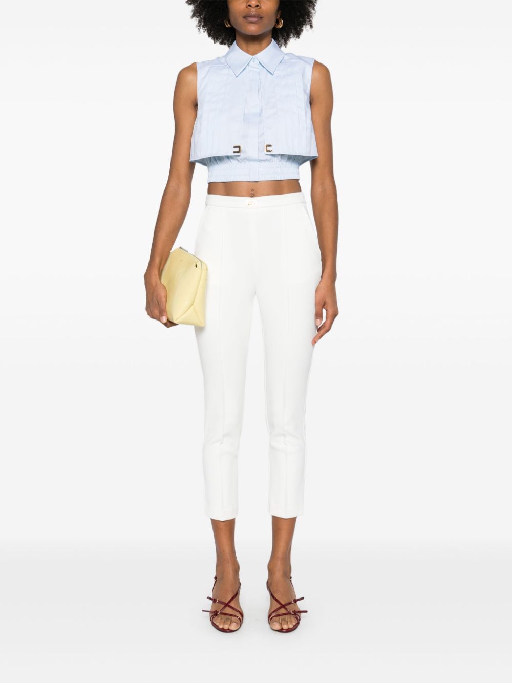 Elisabetta Franchi cropped poplin shirt - Blauw