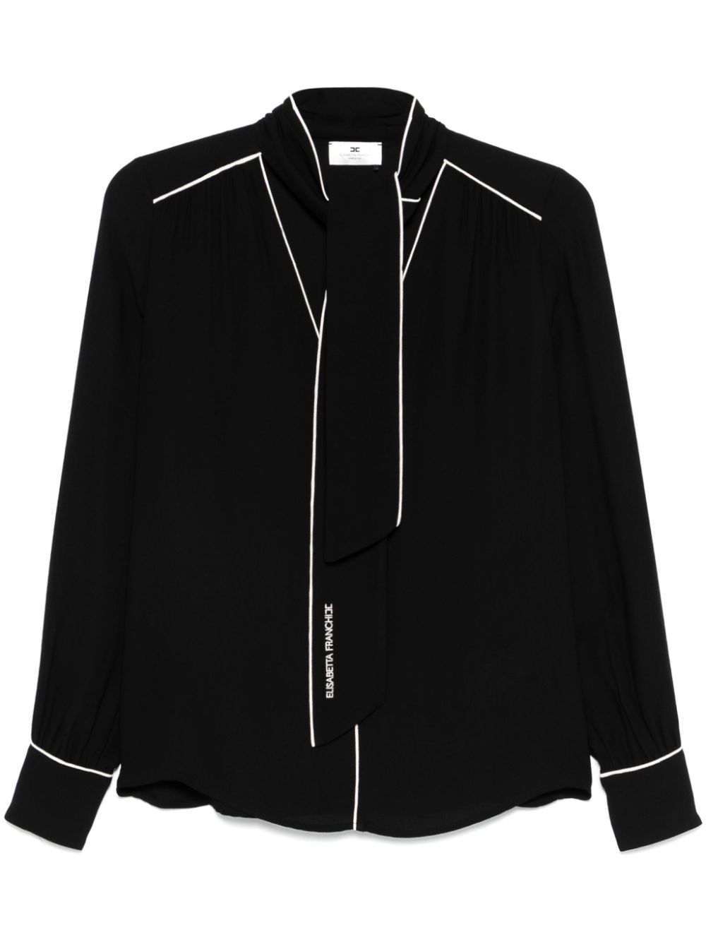 Elisabetta Franchi Blouse met gestrikte hals en afwerking Zwart