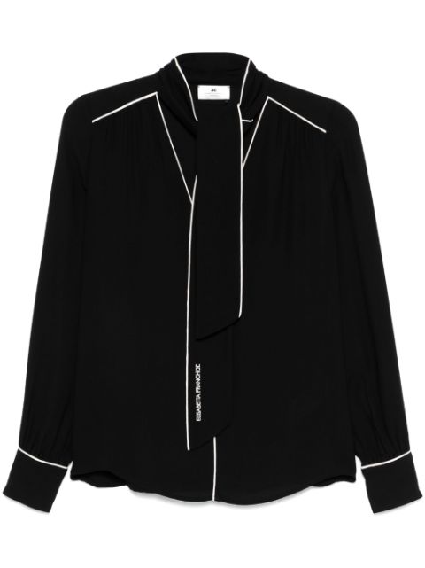 Elisabetta Franchi piped-trim tie-neck blouse