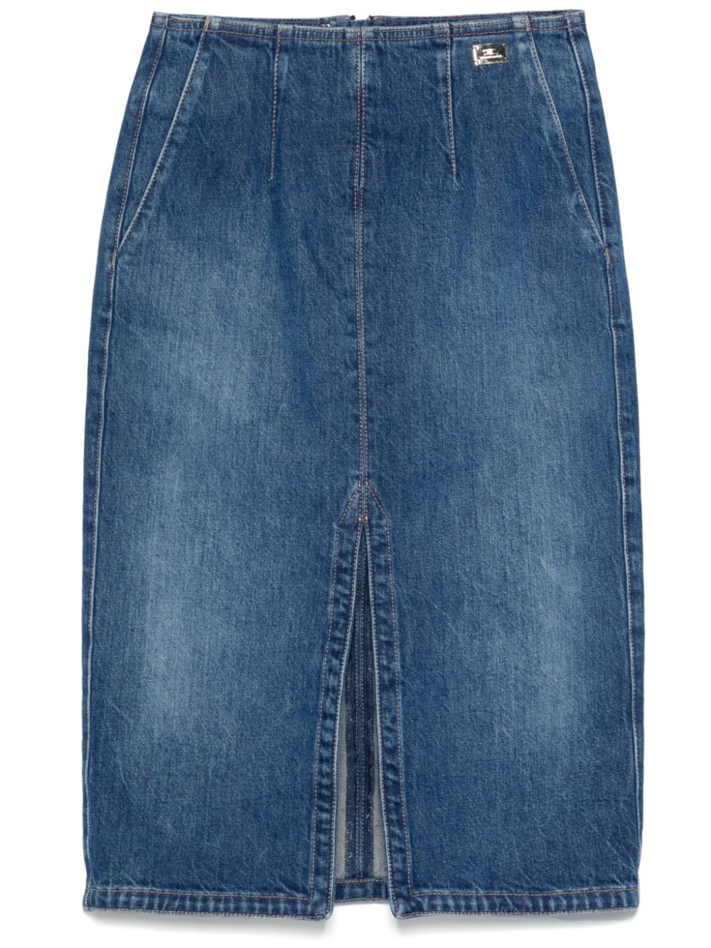 Elisabetta Franchi slit-detail midi skirt - Blue