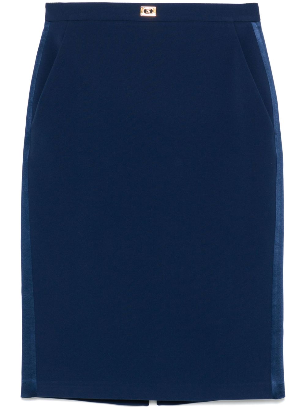 satin-trim crepe midi skirt