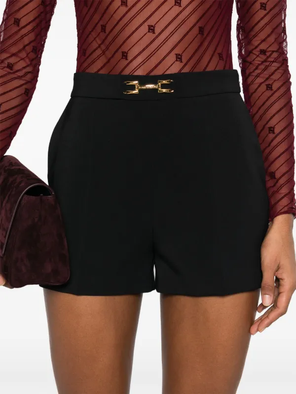 ショートパンツ ELISABETTA FRANCHI LIGHT CREPE BERMUDA WITH LOGO RIBBON Shorts in crêpe fabric with flaps and logo plaque
