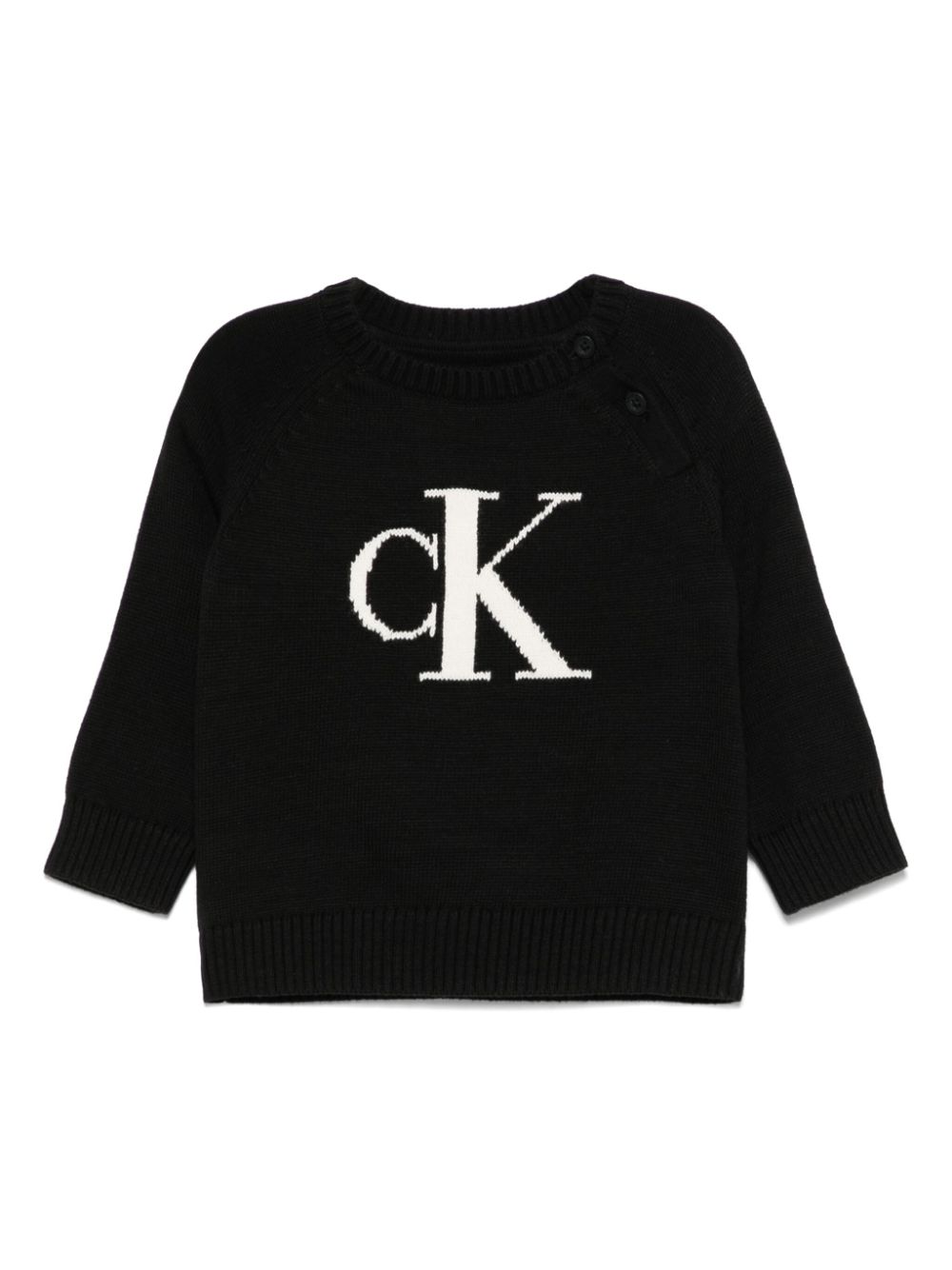 Calvin Klein Kids monogram-jacquard sweater - Black