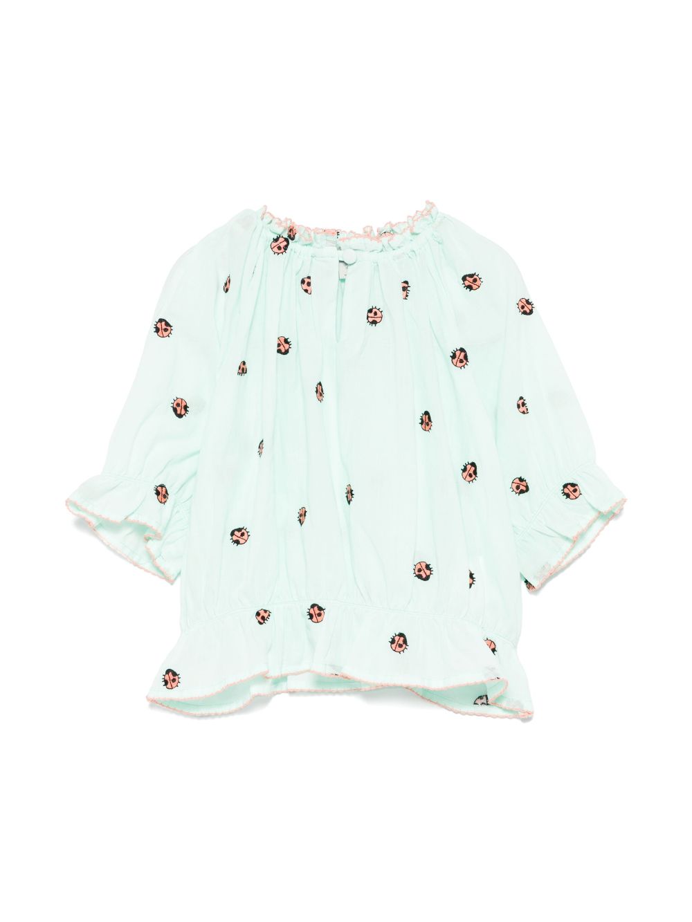 Stella McCartney Kids lady bug-embroidered blouse - Groen