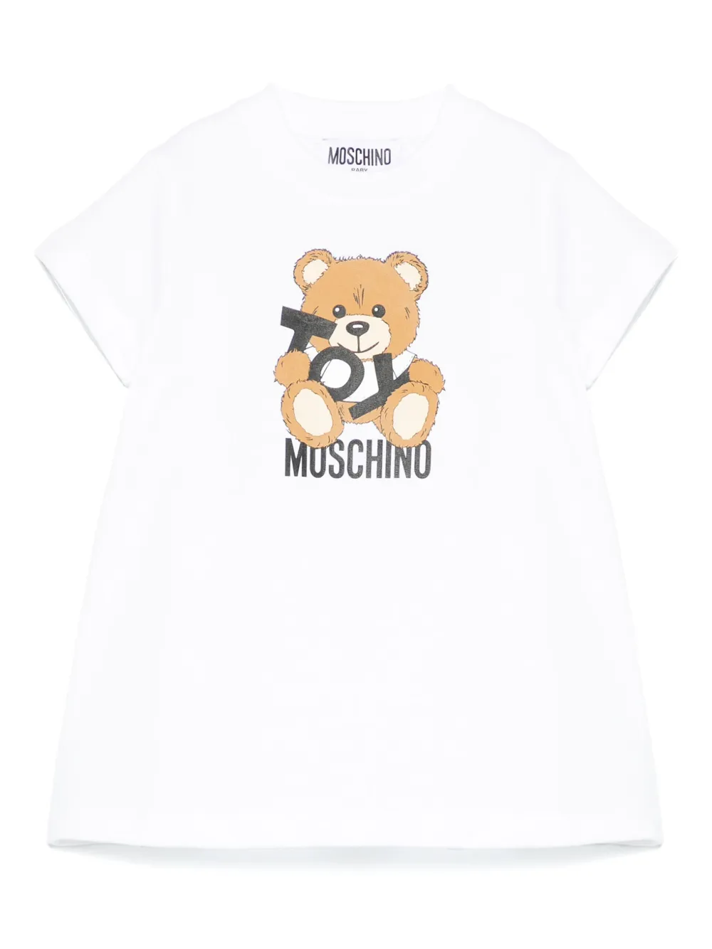 Moschino Kids Jurk met teddybeerprint Wit