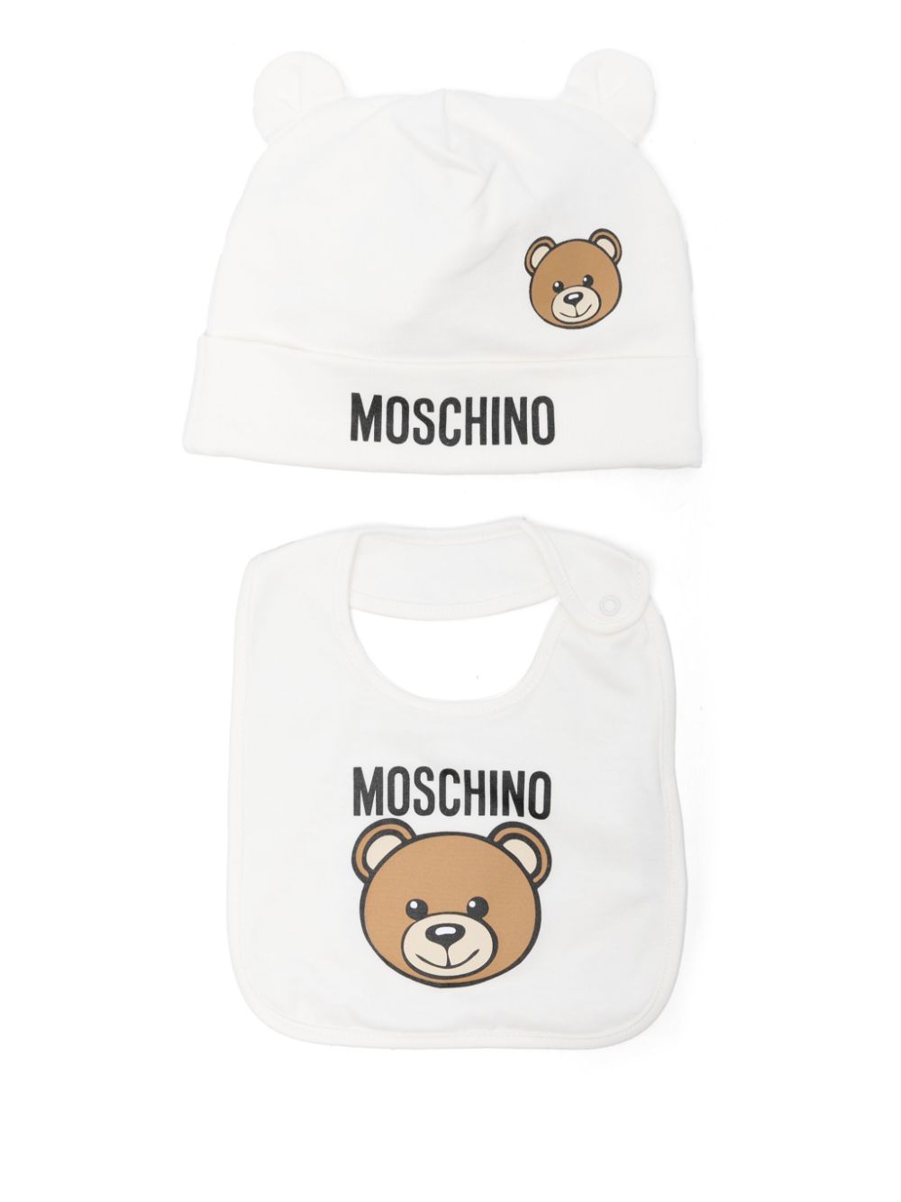 Moschino Kids logo-print beanie - White