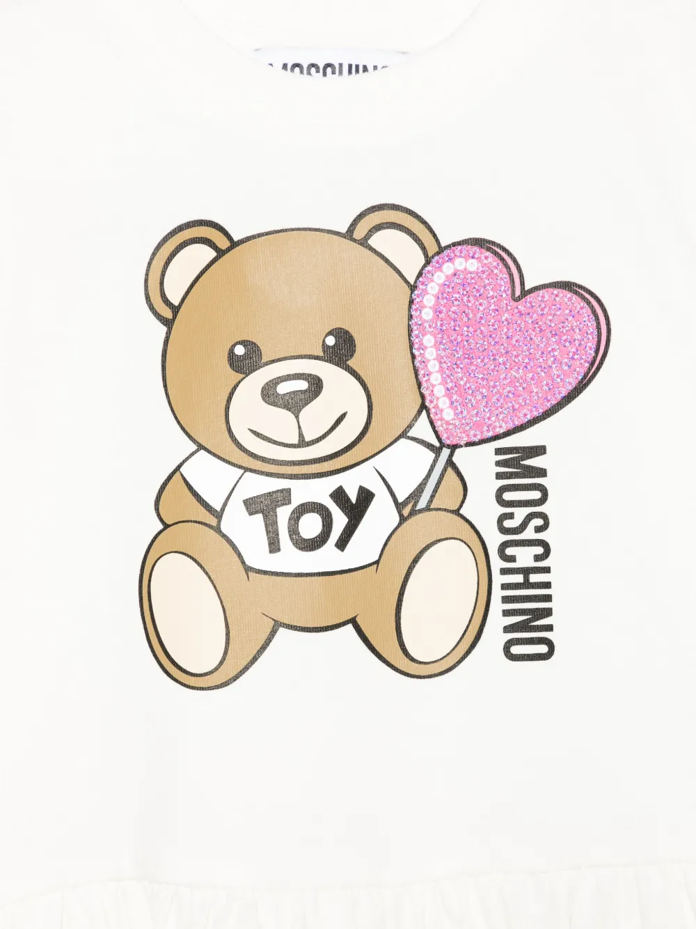 Moschino Kids Jurk met teddybeerprint Wit