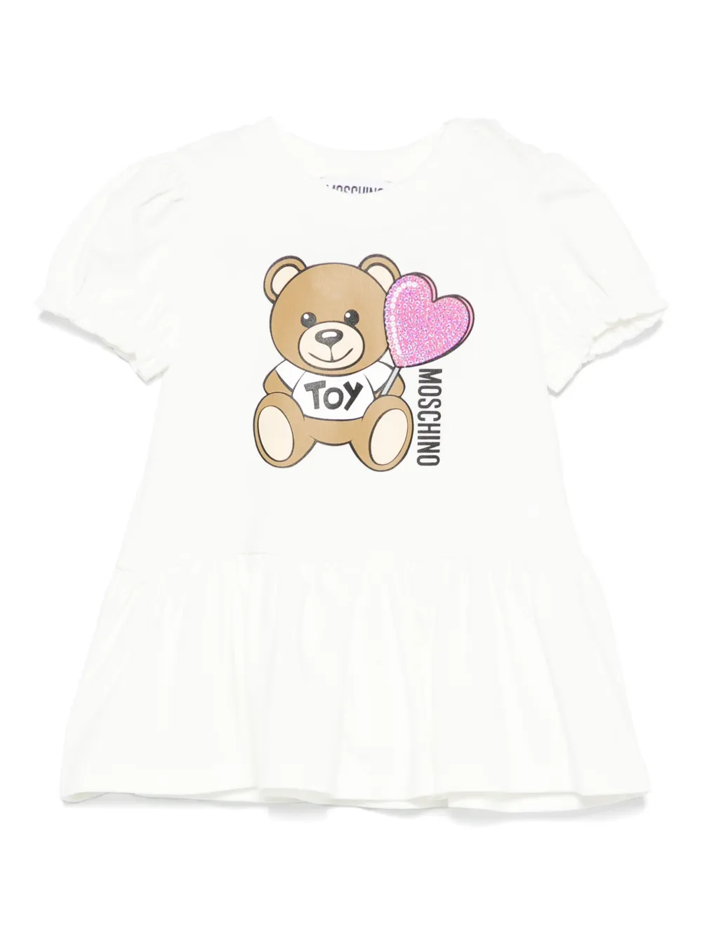 Moschino Kids Jurk met teddybeerprint Wit