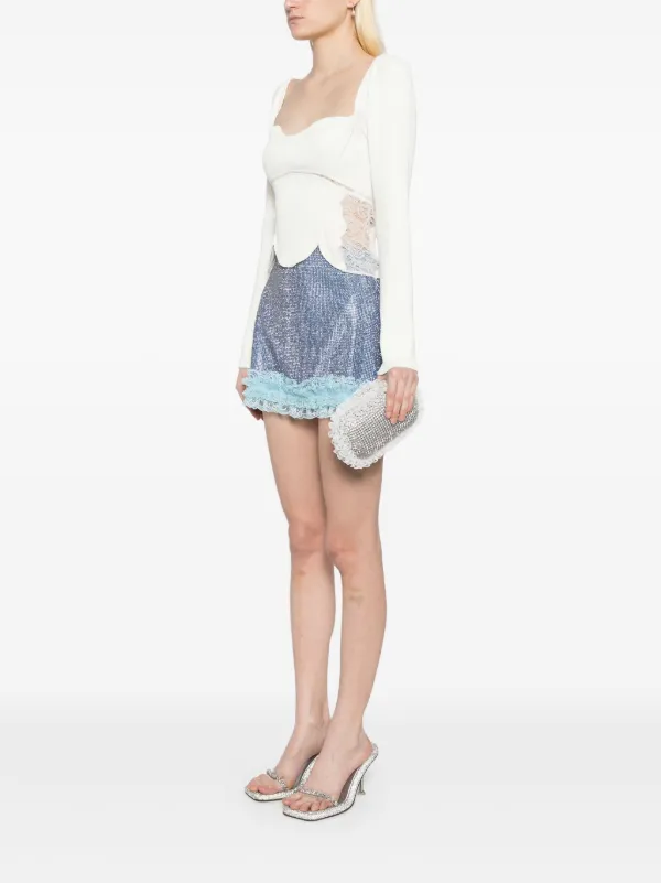 Self-Portrait Crystal lace-detail Clutch Bag | Silver