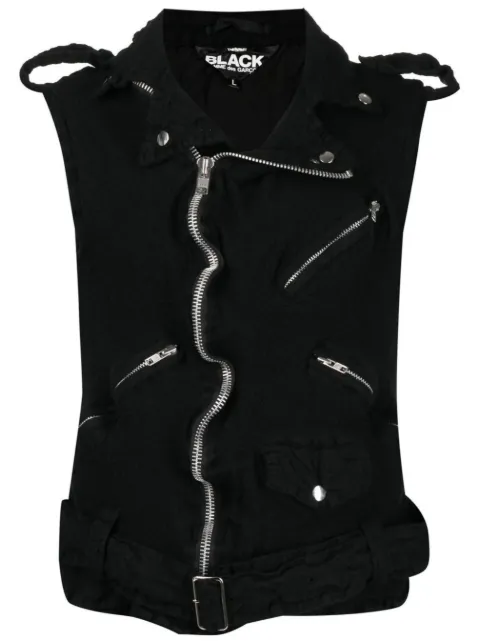 Black Comme Des Garçons chaleco con bolsillo y cierre