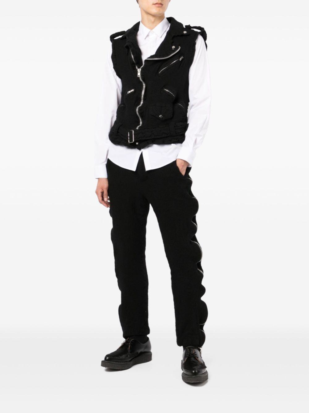 Black Comme Des Garçons zip-pocket wool vest - Zwart