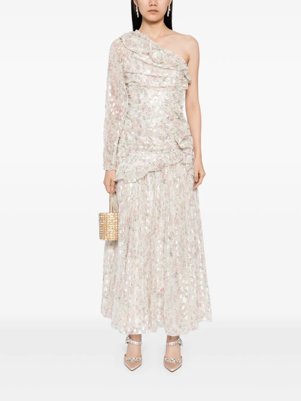 Needle & Thread Ophelia Ditsy asymmetrische jurk - Beige