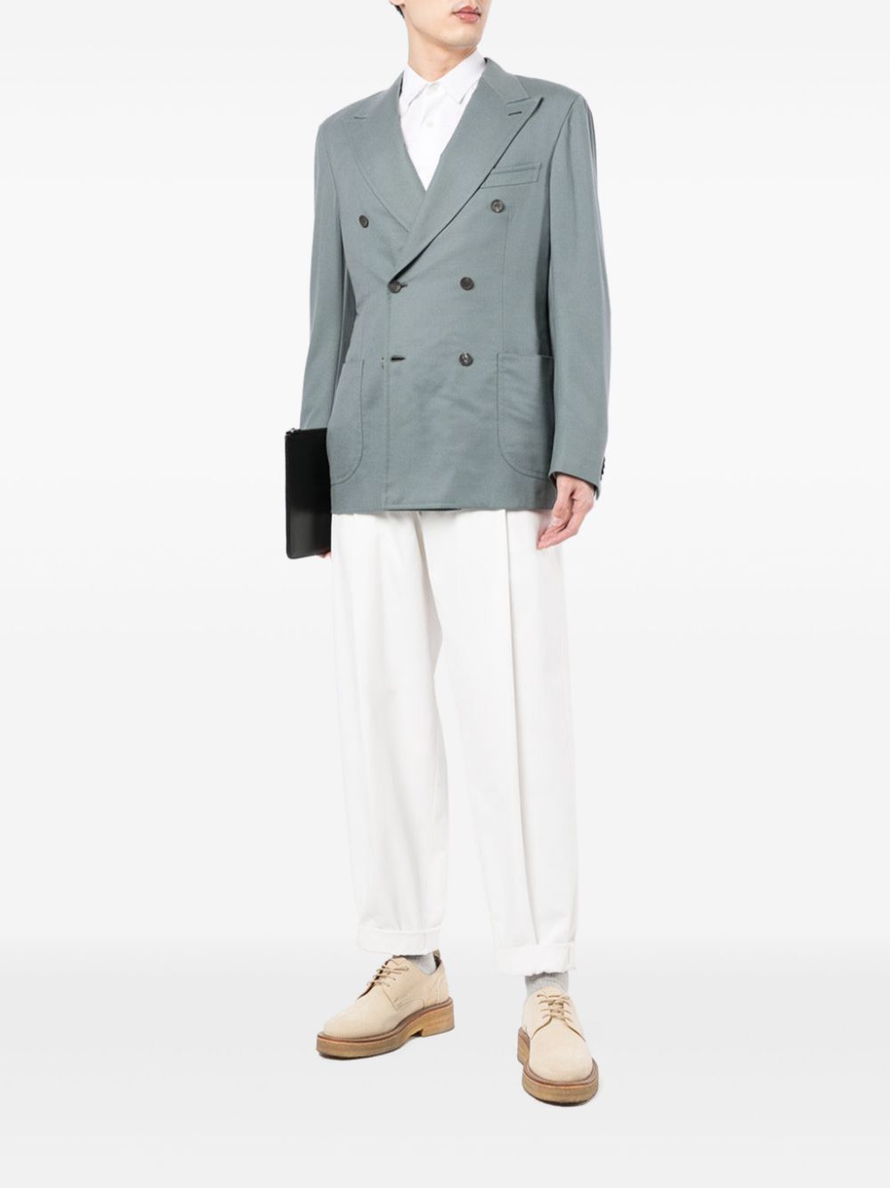 Brioni double-breasted blazer - Groen