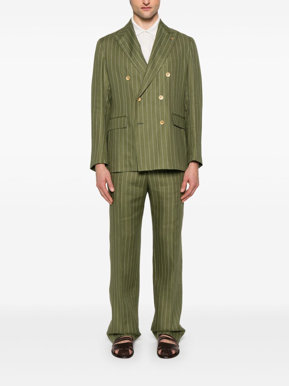 Tagliatore striped suit - Groen